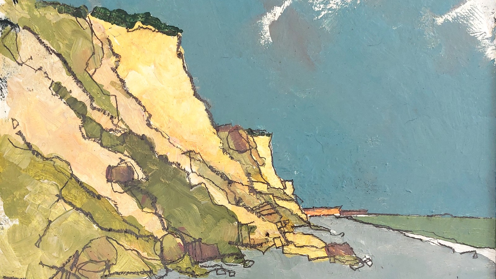 Painting of Sheringham cliffs